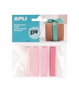 Apli Pack de 4 Cintas de Tela - Ideales para Manualidades - Scrapbooking - Envolver Regalos - Decoraciones para Eventos y Acceso