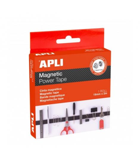 Apli Cinta Adhesiva Magnetica - Adhesivo por un Lado - Magnetico por el Otro - Facil de Cortar - Ideal para Manualidades y Fijac