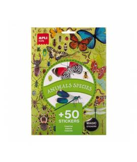 Apli Pack de 50 Pegatinas de Insectos - Removibles - Educativas - Desarrollan Psicomotricidad Fina - Imagenes Realistas