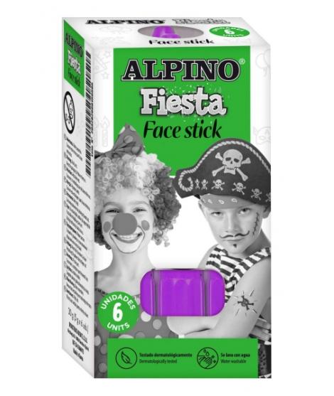 Alpino Fiesta Face Stick Pack con 6 Barritas de Pintura Facial - Sistema Retractil Giratorio - Se Lava con Agua - Testado Dermat