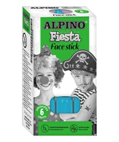 Alpino Fiesta Face Stick Pack con 6 Barritas de Pintura Facial - Sistema Retractil Giratorio - Se Lava con Agua - Testado Dermat