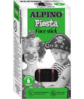 Alpino Fiesta Face Stick Pack con 6 Barritas de Pintura Facial - Sistema Retractil Giratorio - Se Lava con Agua - Testado Dermat