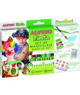 Alpino Fiesta Carnival Pack de Maquillaje con 6 Barritas de Pintura Facial + Pincel + Tatuajes en Calcomania + Lapiz Perfilador 