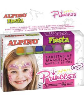 Alpino Fiesta Princess Pack de Maquillaje con 6 Barritas de Pintura Facial - Se Lava con Agua - Testado Dermatologicamente