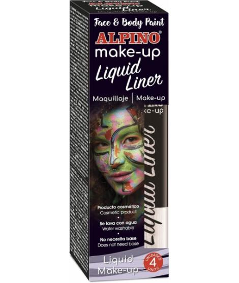 Alpino Make-up Liquid Liner Pack con 4 Botes de Maquillaje Liquido con Aplicador - Se Lava con Agua - Testado Dermatologicamente