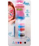 Alpino Fiesta Aqua Make-up Pack Torre de Maquillaje Facial Acuarelable con 5 Colores Diferentes + Pincel + Esponja - Se Lava con