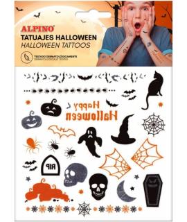 Alpino Pack de Tatuajes Halloween - Diseños Terrorificos - Colores Plata, Negro y Naranja