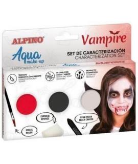 Alpino Aqua Make Up Set de Caracterizacion de Vampiros - 3 Polveras + Cera Negra + Pincel + Esponja