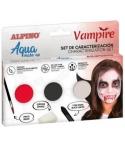 Alpino Aqua Make Up Set de Caracterizacion de Vampiros - 3 Polveras + Cera Negra + Pincel + Esponja