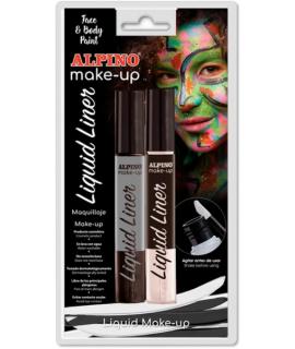 Alpino Make-up Liquid Liner Pack con 2 Botes de Maquillaje Liquido con Aplicador - Se Lava con Agua - Testado Dermatologicamente