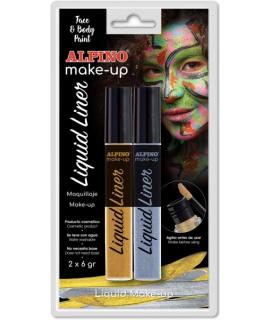 Alpino Make-up Liquid Liner Pack con 2 Botes de Maquillaje Liquido con Aplicador - Se Lava con Agua - Testado Dermatologicamente