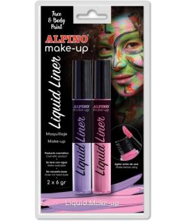 Alpino Make-up Liquid Liner Pack con 2 Botes de Maquillaje Liquido con Aplicador - Se Lava con Agua - Testado Dermatologicamente