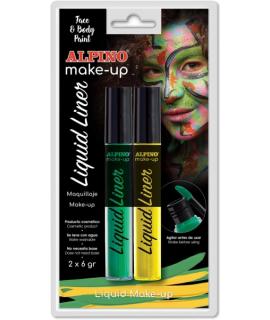 Alpino Make-up Liquid Liner Pack con 2 Botes de Maquillaje Liquido con Aplicador - Se Lava con Agua - Testado Dermatologicamente