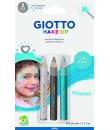 Giotto Make Up Princess Pack con 3 Lapices Cosmeticos de Tematica Princesa - Se Lava con Agua - Dermatologicamente Testado - Col