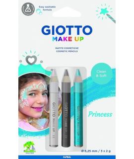 Giotto Make Up Princess Pack con 3 Lapices Cosmeticos de Tematica Princesa - Se Lava con Agua - Dermatologicamente Testado - Col