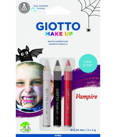 Giotto Make Up Vampire Pack con 3 Lapices Cosmeticos de Tematica Vampiro - Se Lava con Agua - Dermatologicamente Testado - Color