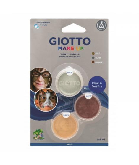 Giotto Make Up Metallic Pack con 3 Maquillajes Faciales - Se Lava con Agua - Dermatologicamente Testado - Colores Metalicos Surt