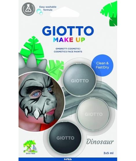 Giotto Make Up Dinosaur Pack con 3 Maquillajes Faciales de Tematica Dinosaurio - Se Lava con Agua - Dermatologicamente Testado -