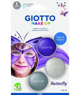 Giotto Make Up Butterfly Pack con 3 Maquillajes Faciales de Tematica Mariposa - Se Lava con Agua - Dermatologicamente Testado - 