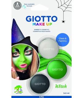 Giotto Make Up Witch Pack con 3 Maquillajes Faciales de Tematica Bruja - Se Lava con Agua - Dermatologicamente Testado - Colores