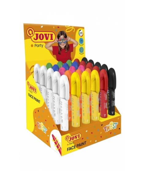 Jovi Twist Face Paint Expositor 30 Sticks de Maquillaje - Base Agua - Facil Aplicacion - para Todo Tipo de Pieles - Gran Capacid