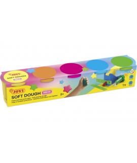 Jovi Soft Dough Estuche de 5 Botes Colores Neon - Blanda y Flexible - Facil de Amasar y Moldear - Ideal para Iniciacion al Model