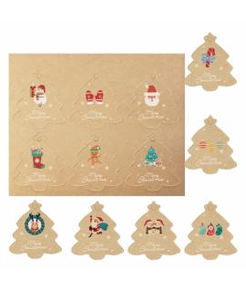 Dohe Navidad Kraft Pack de 48 Etiquetas para Regalos - Diseños Navidad - Tamaño 4,5x5cm - Troqueladas sobre Cartulina - Incluyen