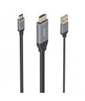 Aisens Cable Conversor Aluminio HDMI V2.0 a USB-C 4K@60Hz - HDMI/M+USB-A/M-USB-C/M - 1.8m - Color Gris