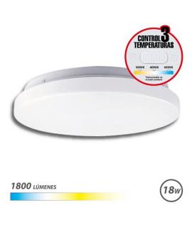 Elbat Aplique LED Techo Redondo 18W - 1800Lm - Selector 3 Temperaturas - Color Blanco