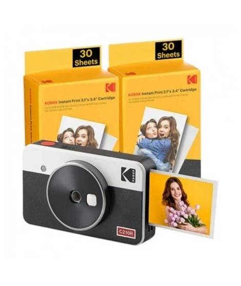 Kodak Mini Shot 2 Retro Pack de Camara Digital Instantanea Bluetooth + 60 Hojas de Papel Fotografico 5.3x8.6cm - Pantalla LCD 1.