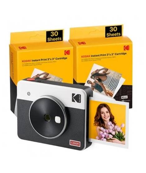 Kodak Mini Shot 3 Retro Pack de Camara Digital Instantanea Bluetooth + 60 Hojas de Papel Fotografico 7.62x7.62cm - Pantalla LCD 