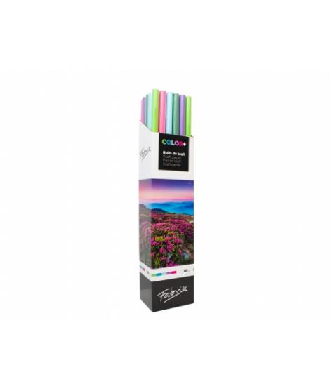 Fabrisa ColorPlus Expositor de 30 Rollos de Papel Regalo - Papel Kraft Verjurado de 70gr - Medidas del Rollo 1x3m - Colores Surt