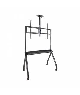 Tooq iStar Soporte de Suelo con Ruedas para Pantallas de 55-100" - Bandeja Inferior Multiusos y Bandeja Superior Regulable para 