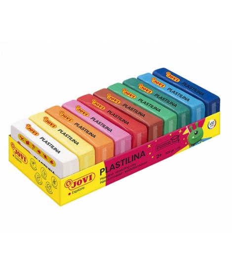 Jovi Pack de 10 Pastillas de Plastilina 50gr - 100% Vegetal - Muy Moldeable - No Se Seca - Colores Mezclables - Colores Surtidos