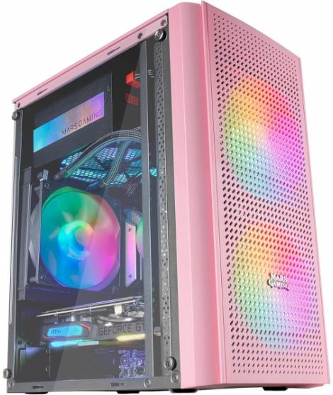 Mars Gaming MC300 Caja Gaming Compacta - Ventana Cristal Templado - 3 Ventiladores FRGB - Rejilla Frontal TOTAL-MESH - Soporte M