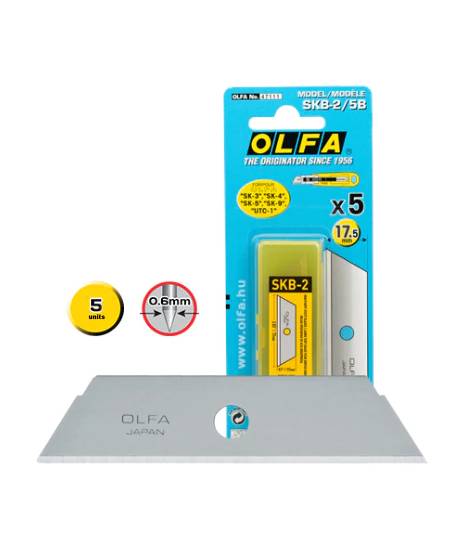 Olfa Pack de 5 Cuchillas de Respuesto para Cutters Olfa SK-2 - Acero Inoxidable