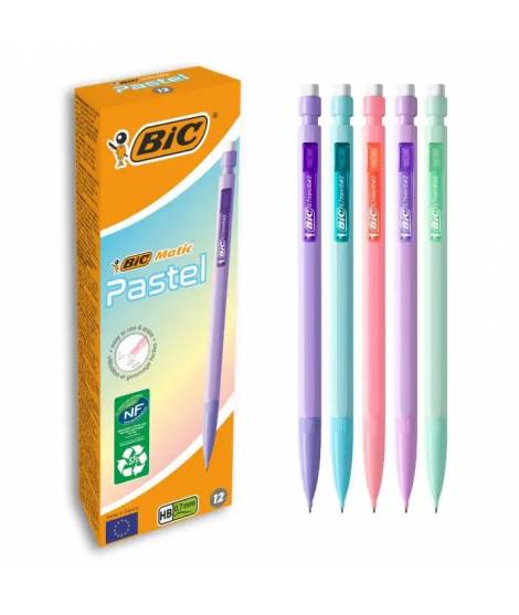 Bic Matic Pastel Portaminas 0.7mm HB con Goma - Punta Retractil - Cuerpo de Colores Pastel Surtidos