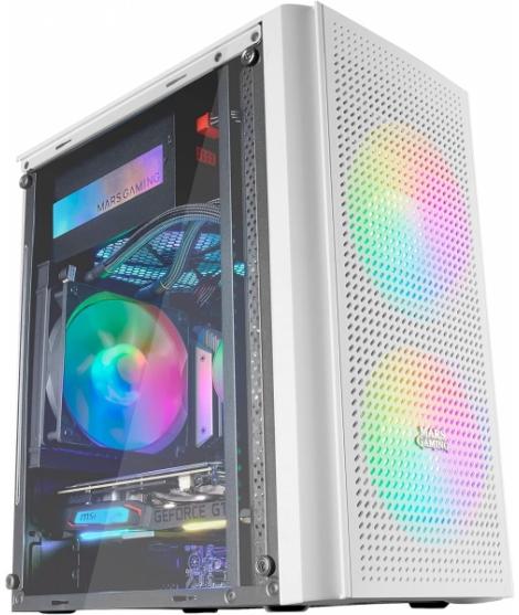 Mars Gaming MC300 Caja Gaming Compacta - Ventana Cristal Templado - Triple Ventilacion - Soporte Refrigeracion Liquida - Ilumina