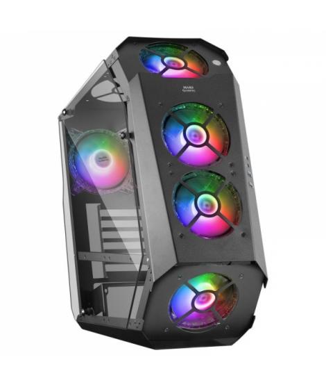 Mars Gaming MC51 Torre Premium - 5 Ventiladores ARGB - Controladora con Mando - Doble Ventana Cristal Templado - 40 Efectos RGB 