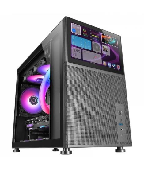 Mars Gaming MC-LCD Caja PC Gaming - Diseño Compacto Micro-ATX - Pantalla LCD IPS 8" - Conectividad USB-C y USB 3.0 - Soporte Ref