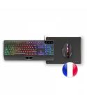 Mars Gaming MCP124 Combo Gaming 3en1 - Teclado H-Mech Ergonomico - Raton RGB Switches HUANO - Alfombrilla Nanotextil Rainbow - C