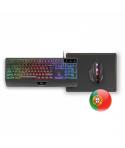 Mars Gaming MCP124 Combo Gaming 3en1 - Teclado H-Mech RGB - Raton 3200 DPI Switches HUANO - Alfombrilla Nanotextil Rainbow - Mul