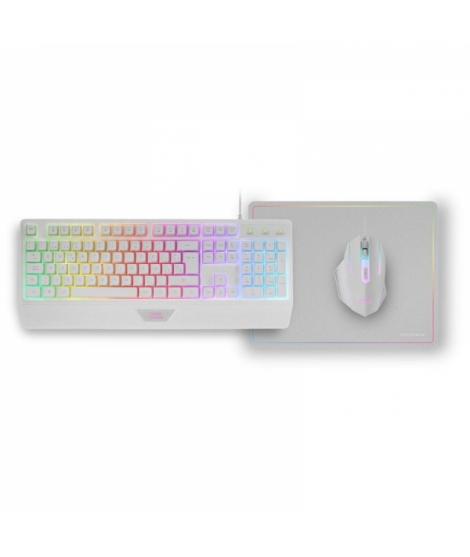 Mars Gaming MCP124 Combo Gaming 3en1 - Teclado H-Mech Ergonomico - Raton RGB Switches HUANO - Alfombrilla Nanotextil Rainbow - C