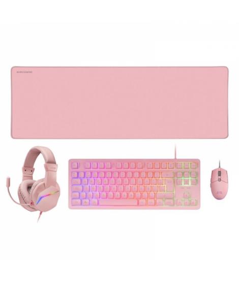 Mars Gaming MCP-RGB3 Combo Gaming 4en1 - Teclado TKL H-Mech RED - Raton RGB 3200 DPI - Auriculares FRGB Cancelacion Ruido - Alfo