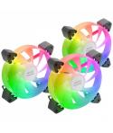 Mars Gaming MF-3A Kit de Ventiladores ARGB - Iluminacion 360º Sin Marco - Efectos ARGB Rainbow - Tecnologia FDB Ultrasilenciosa 