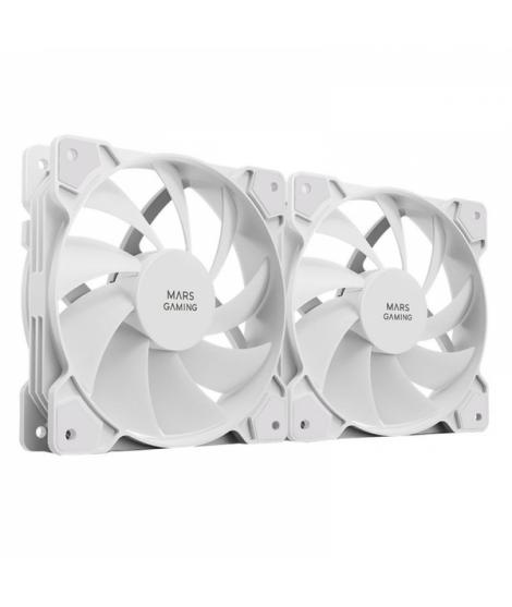 Mars Gaming MFPROX2W Set de Ventiladores - Ultra Silencioso - Rodamientos FDB - Conectividad 3PIN+4PIN - Color Blanco