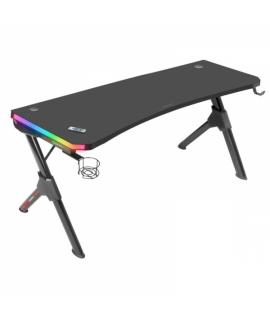 Mars Gaming MGD140RGB Mesa Gaming - Iluminacion 3D ARGB - Espacio para 3 monitores - Estructura de acero - Alfombrilla nanotexti