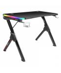 Mars Gaming MGD RGB Mesa Gaming - Iluminacion 3D ARGB - Estructura de Acero en Y - Tablero de Fibra de Carbono - Soportes Extern