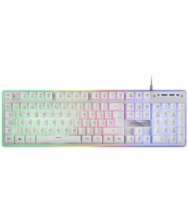 Mars Gaming MK220 Teclado Hibrido H-MECH - Iluminacion FRGB Rainbow - Diseño Ergonomico - Panel de Aluminio - Anti-Ghosting Avan