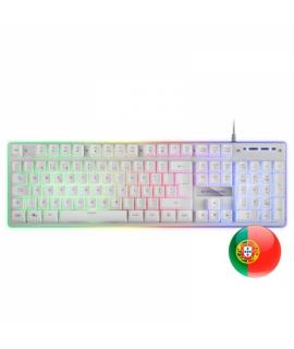 Mars Gaming MK220 Teclado Hibrido H-MECH - Iluminacion FRGB Rainbow Halo - Diseño Ergonomico - Panel de Aluminio - Anti-Ghosting